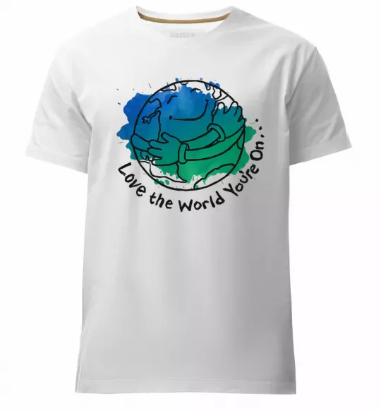 Чоловіча преміум футболка Love the world you're on Білий фото