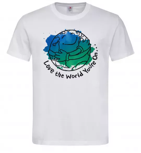 Чоловіча футболка Love the world you're on Білий фото