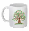 Чашка керамічна Green tree with flowers Білий фото