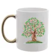 Чашка з кольоровою ручкою Green tree with flowers Золото Чашка з кольоровою ручкою Green tree with flowers Золото фото