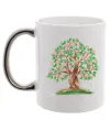 Чашка з кольоровою ручкою Green tree with flowers Срібло Чашка з кольоровою ручкою Green tree with flowers Срібло фото