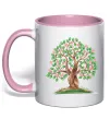 Чашка з кольоровою ручкою Green tree with flowers Ніжно рожевий Чашка з кольоровою ручкою Green tree with flowers Ніжно рожевий фото