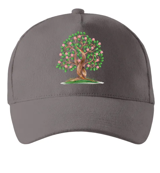 Кепка Green tree with flowers Сірий фото