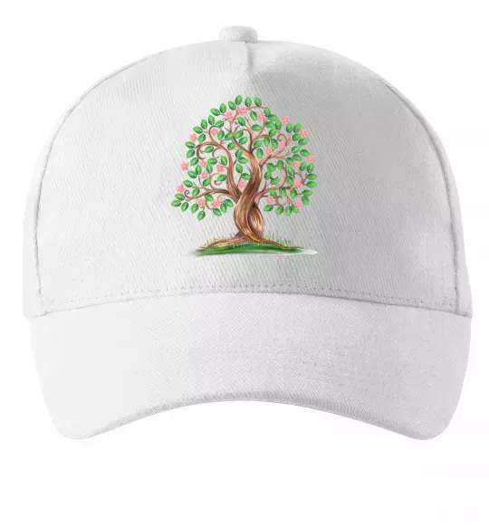 Кепка Green tree with flowers Білий фото