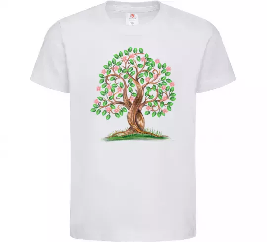 Детская футболка Green tree with flowers Белый фото