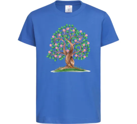 Детская футболка Green tree with flowers Ярко-синий фото