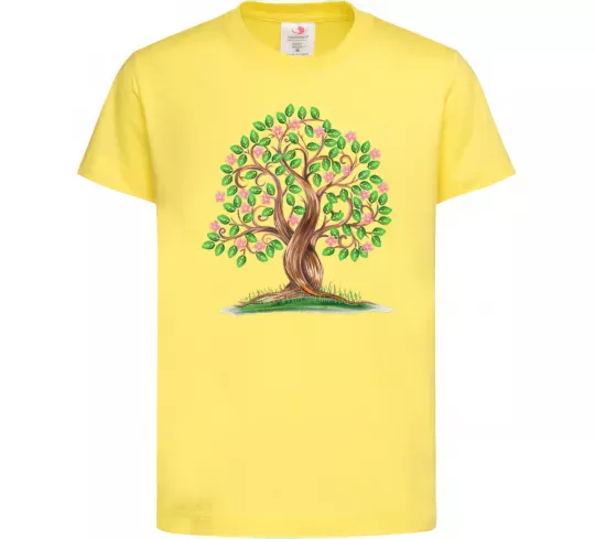 Детская футболка Green tree with flowers Лимонный фото