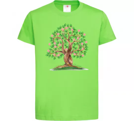 Детская футболка Green tree with flowers Лаймовый фото