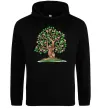 Мужская толстовка (худи) Green tree with flowers Черный фото