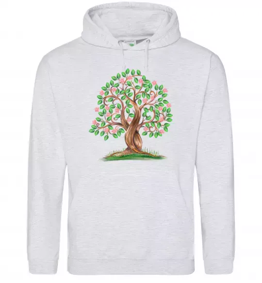 Жіноча толстовка (худі) Green tree with flowers Сірий меланж фото