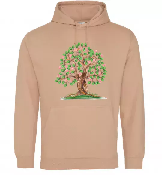 Жіноча толстовка (худі) Green tree with flowers Пісочний фото