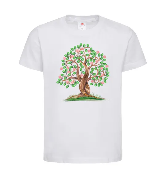 Детская футболка Green tree with flowers Белый фото