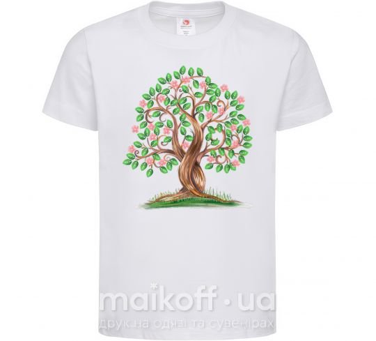 Детская футболка Green tree with flowers Белый фото