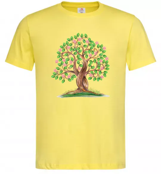 Мужская футболка Green tree with flowers Лимонный фото