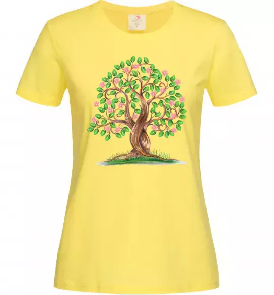 Женская футболка Green tree with flowers Лимонный фото