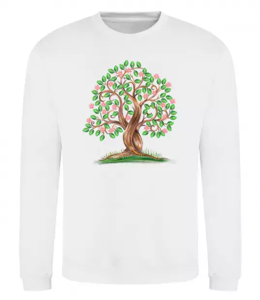 Свитшот Green tree with flowers Белый фото