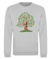 Свитшот Green tree with flowers Серый меланж фото