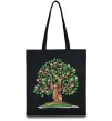 Еко-сумка Green tree with flowers Чорний Еко-сумка Green tree with flowers Чорний фото