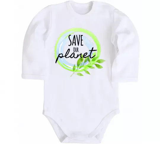 Детский боди Save our planet Белый фото