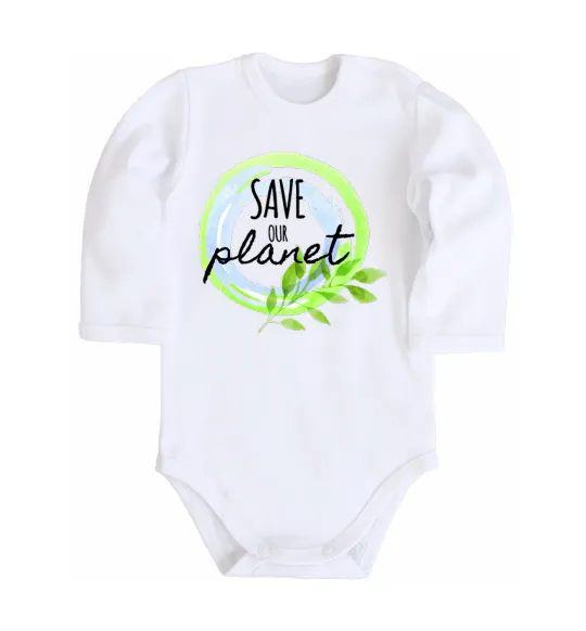 Детский боди Save our planet Белый фото