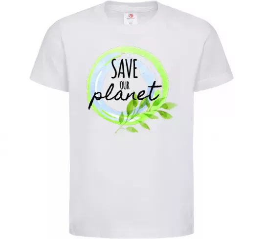 Детская футболка Save our planet Белый фото
