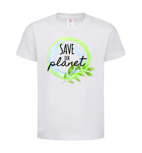 Детская футболка Save our planet Белый фото