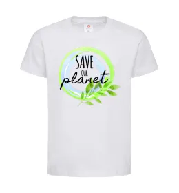 Детская футболка Save our planet Белый фото