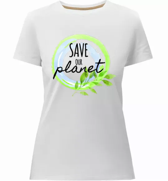 Жіноча преміум футболка Save our planet Білий фото