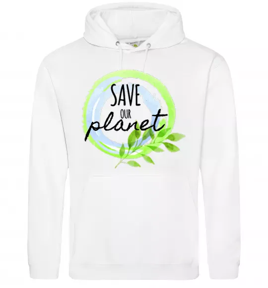 Чоловіча толстовка (худі) Save our planet Білий фото