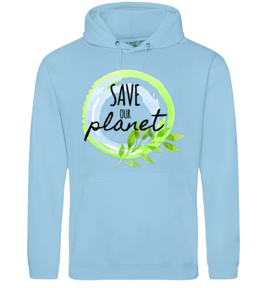 Чоловіча толстовка (худі) Save our planet Блакитний фото
