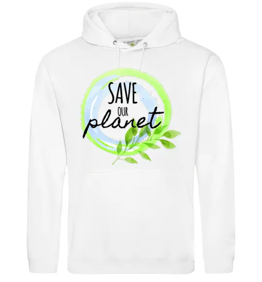Женская толстовка (худи) Save our planet Белый фото