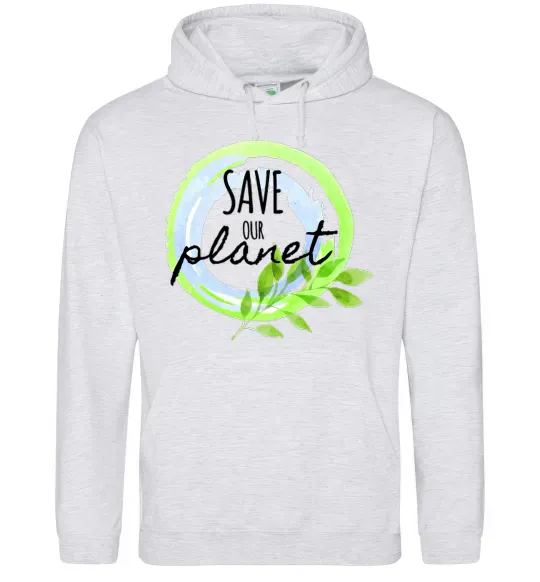 Женская толстовка (худи) Save our planet Серый меланж фото
