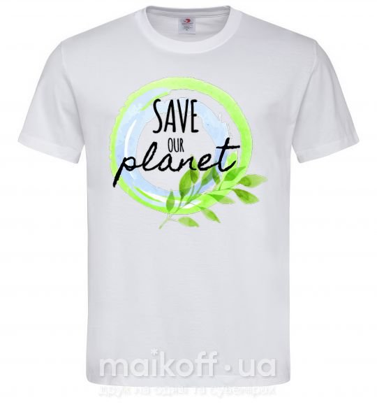 Мужская футболка Save our planet Белый фото