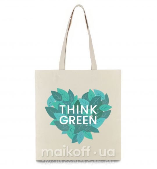 Эко-сумка Think green heart Бежевый фото
