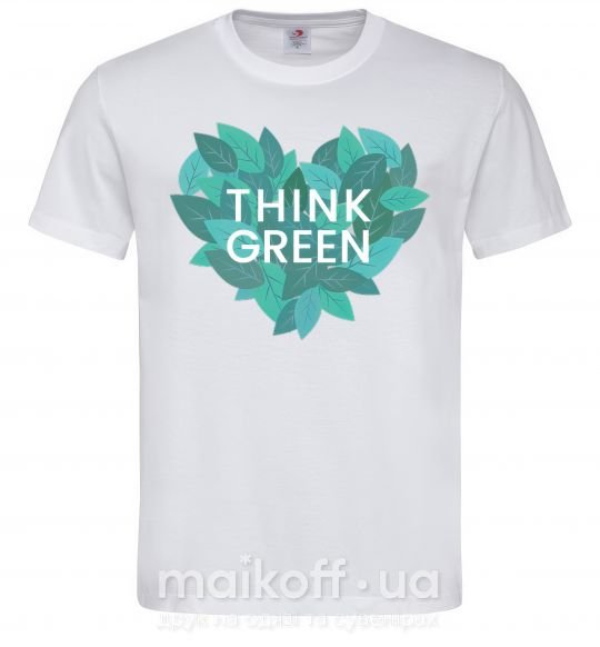 Мужская футболка Think green heart Белый фото