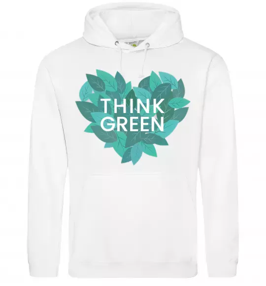 Жіноча толстовка (худі) Think green heart Білий фото