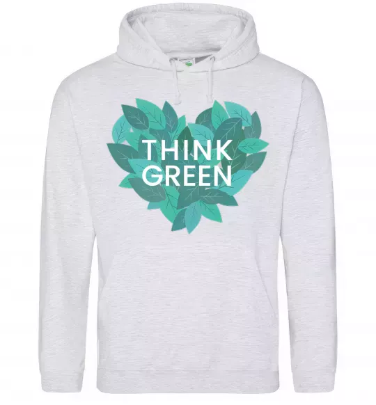 Жіноча толстовка (худі) Think green heart Сірий меланж фото