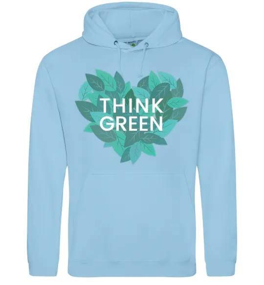 Жіноча толстовка (худі) Think green heart Блакитний фото