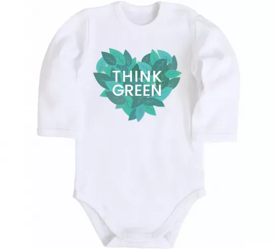 Дитячий бодік Think green heart Білий фото