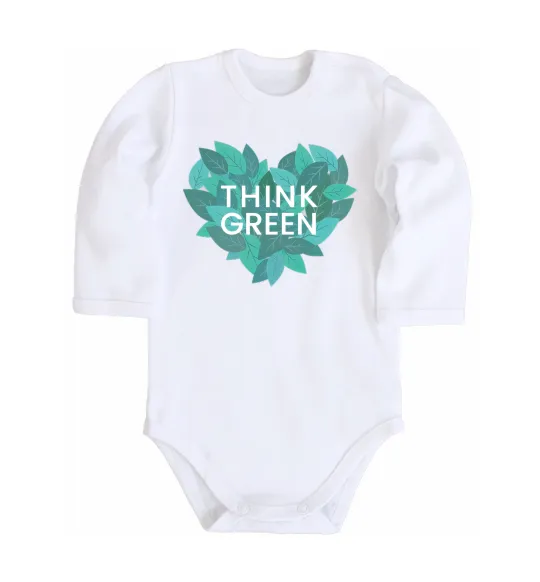 Детский боди Think green heart Белый фото