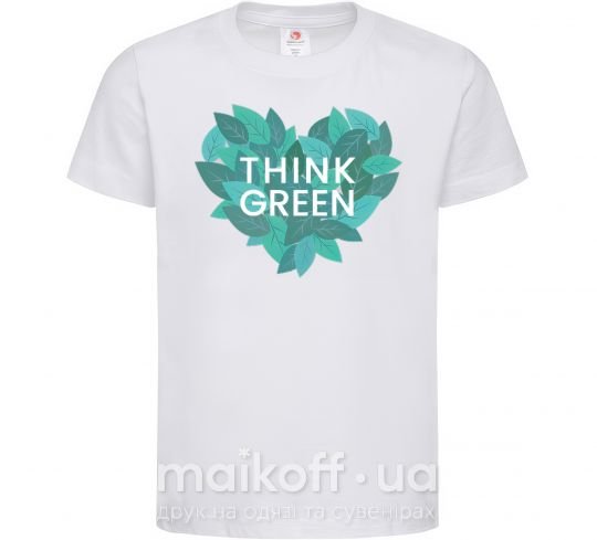 Дитяча футболка Think green heart Білий фото