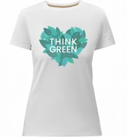 Женская премиум футболка Think green heart
