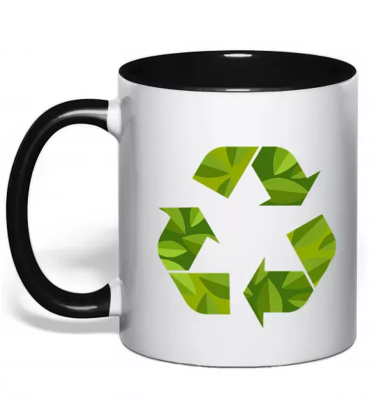 Чашка с цветной ручкой Eco sighn Черный фото