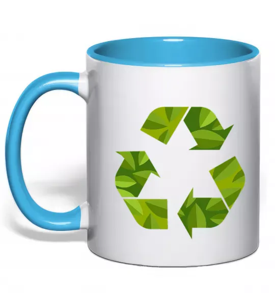Чашка с цветной ручкой Eco sighn Голубой фото