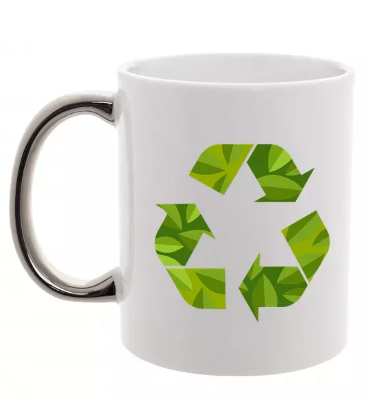 Чашка с цветной ручкой Eco sighn Серебро фото