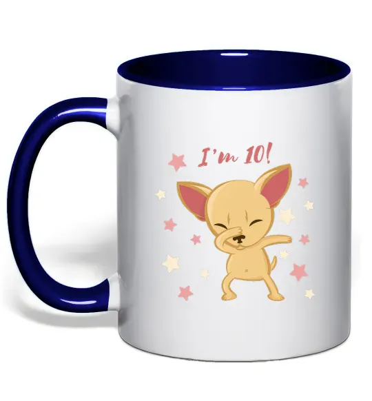 Чашка с цветной ручкой I'm ten dog Глубокий темно-синий фото