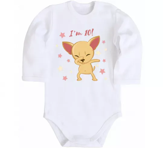 Детский боди I'm ten dog Белый фото