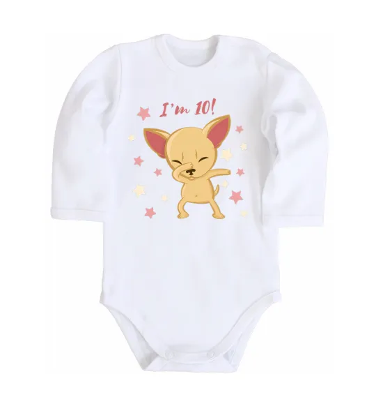 Детский боди I'm ten dog Белый фото