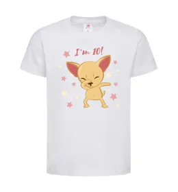 Дитяча футболка I'm ten dog Білий фото