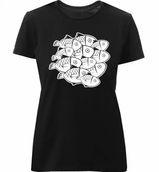 Жіноча преміум футболка Fishes Чорний фото